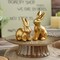 Gold Easter Bunny Decor, Small Bunny Figurines Set of 2, Resin Rabbit Statues, Gold Bunny Easter Tabletop Decor for Spring Centerpiece, Home Mantle Shelf Decor